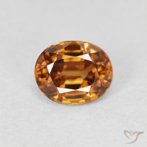 1.09ct Naturale Marrone arancio Zircone, Ovale, VVS-VS