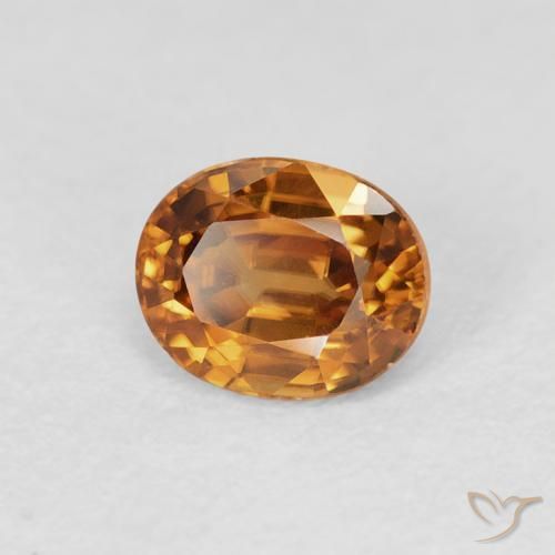 Zircone Marrone arancio naturale da 1.09 ct, Ovale, VVS-VS