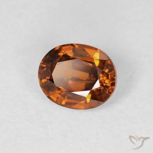 Zircone Medium Dark-Orange naturale da 1.04 ct, Ovale, VS