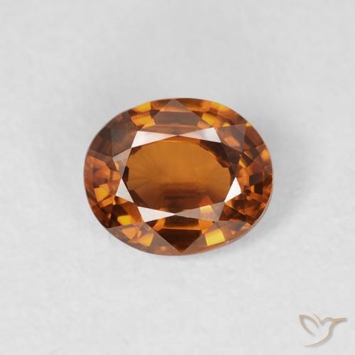 0.88ct Naturale Arancione scuro Zircone, Ovale, VS
