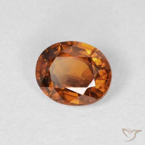Zircone Arancione scuro naturale da 0.88 ct, Ovale, VS