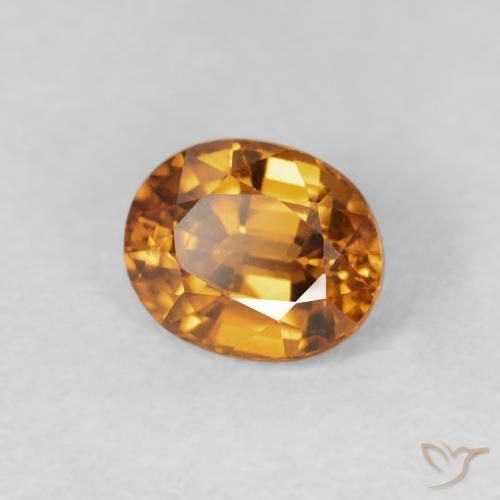 Zircone Arancione scuro naturale da 1.09 ct, Ovale, VS