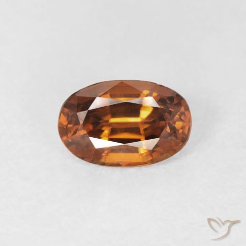 0.77ct Naturale Arancione scuro Zircone, Ovale, VVS