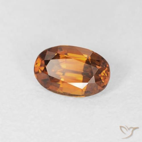 Zircone Arancione scuro naturale da 0.77 ct, Ovale, VVS