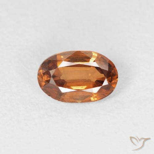 0.64ct Naturale Arancione scuro Zircone, Ovale, VVS