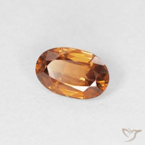 Zircone Arancione scuro naturale da 0.64 ct, Ovale, VVS