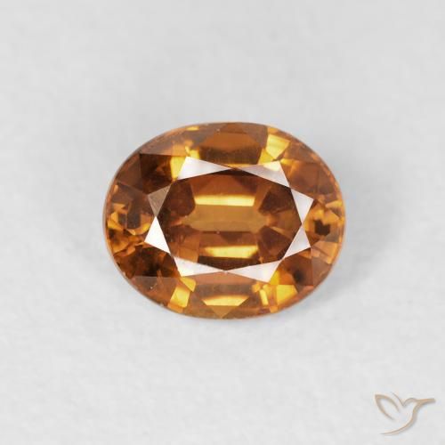 1.00ct Naturale Arancio Medio Zircone, Ovale, VVS-VS