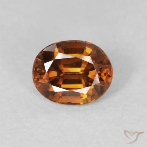 1.12ct Naturale Arancio brunastro intenso Zircone, Ovale, VVS-VS