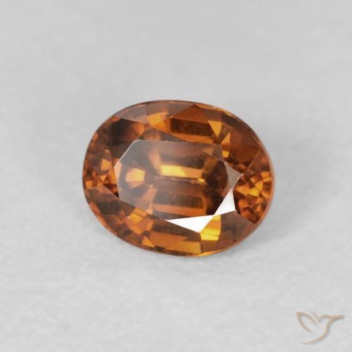 Zircone Arancio brunastro intenso naturale da 1.12 ct, Ovale, VVS-VS