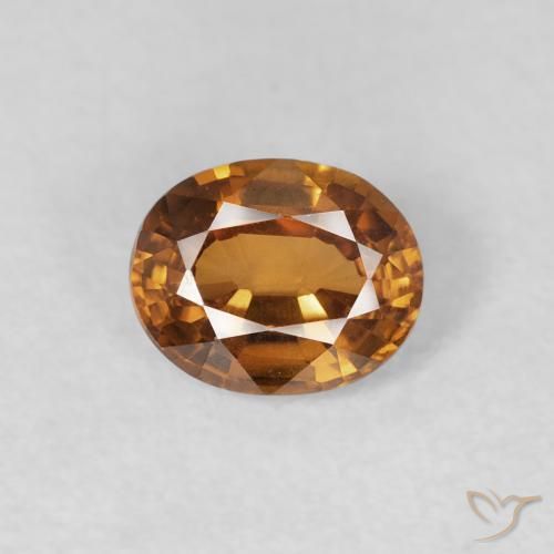 0.85ct Naturale Marrone arancio Zircone, Ovale, VVS-VS, Photo A