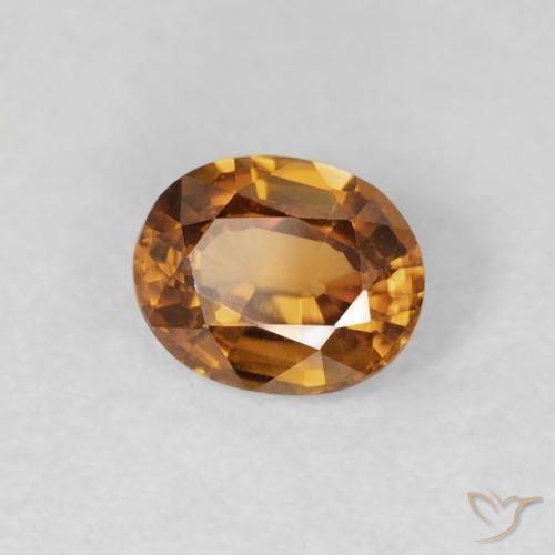 Zircone Marrone arancio naturale da 0.85 ct, Ovale, VVS-VS