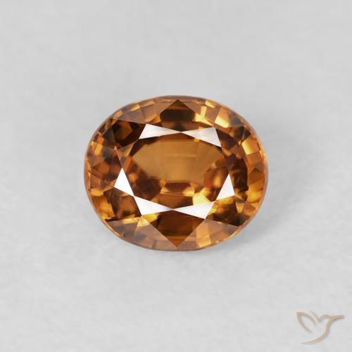 1.02ct Naturale Arancio Medio Zircone, Ovale, VVS-VS