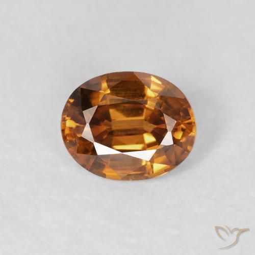 0.90ct Naturale Arancio Medio Zircone, Ovale, VVS-VS