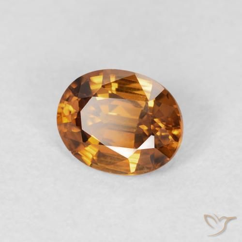 Zircone Arancio Medio naturale da 0.90 ct, Ovale, VVS-VS