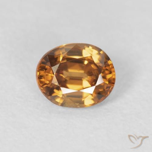0.97ct Naturale Marrone arancio Zircone, Ovale, VVS-VS
