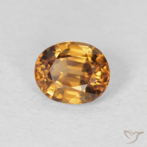 Zircone Marrone arancio naturale da 0.97 ct, Ovale, VVS-VS