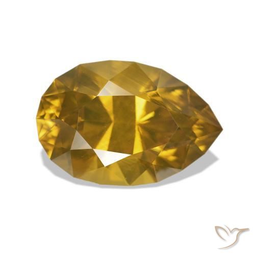 Zircone Oro medio naturale da 3.49 ct, Forma a pera, VVS-VS