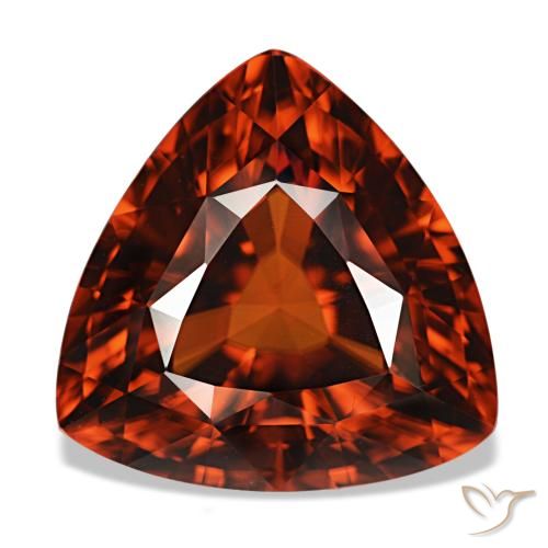 Zircone naturale rosso da 11,34 ct, trillion, VVS