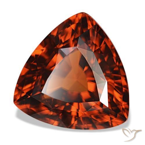 Zircone naturale rosso da 11,34 ct, trillion, VVS