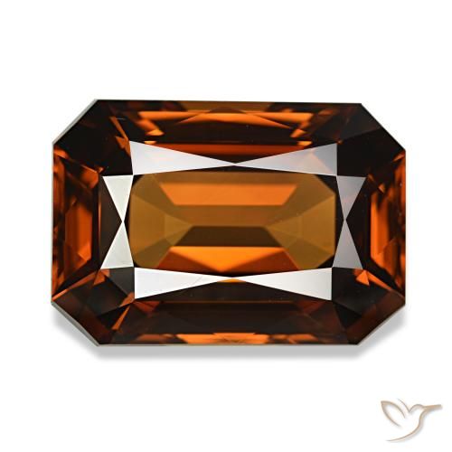 Zircone naturale arancione da 8,23 ct, taglio smeraldo, VVS
