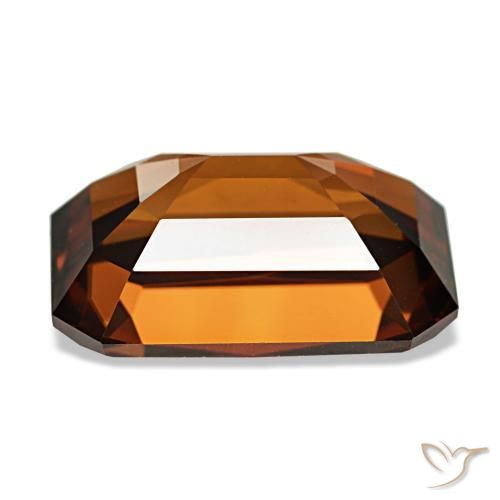 Zircone naturale arancione da 8,23 ct, taglio smeraldo, VVS