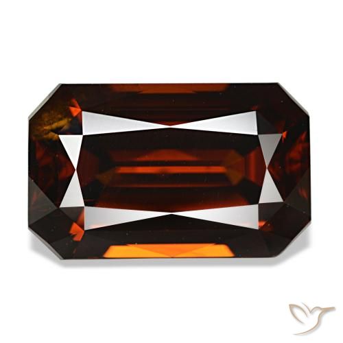 Zircone naturale arancione da 7,63 ct, taglio smeraldo, VVS-VS