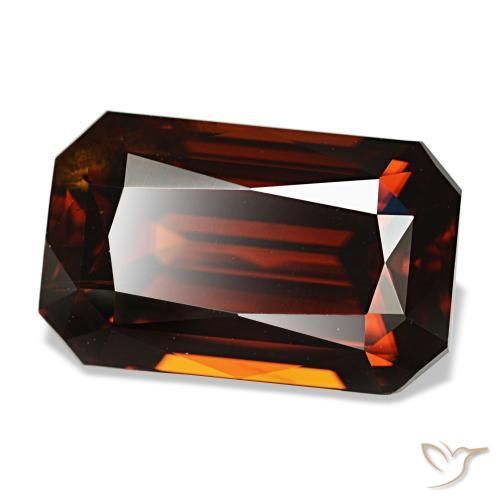 Zircone naturale arancione da 7,63 ct, taglio smeraldo, VVS-VS