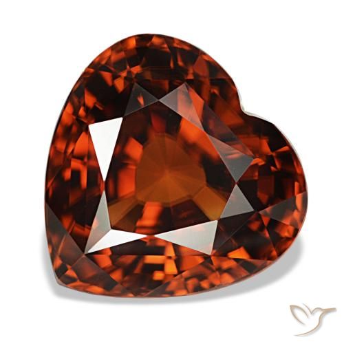 Zircone naturale rosso da 7,42 ct, a forma di cuore, VVS