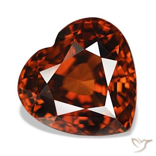 Zircone naturale rosso da 7,42 ct, a forma di cuore, VVS