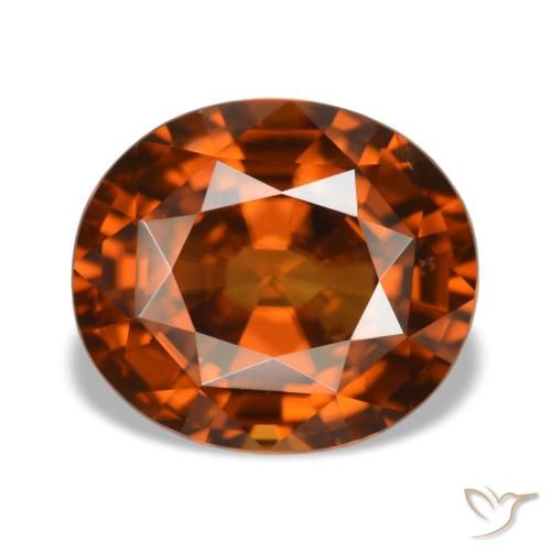 5.09ct arancione zircone, ovale, VVS-VS