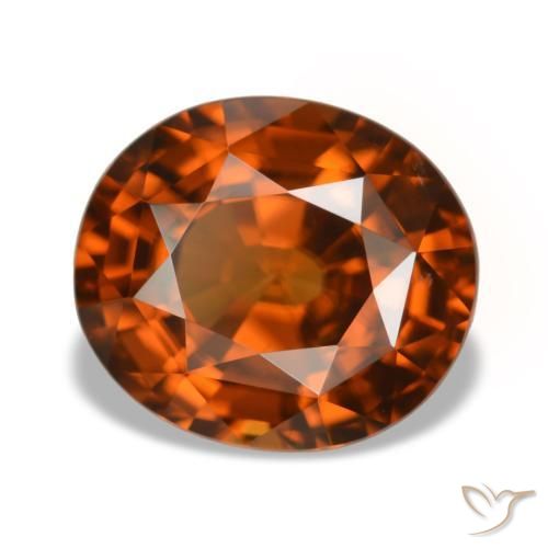 Zircone naturale arancione da 5,09 ct, taglio ovale, VVS-VS