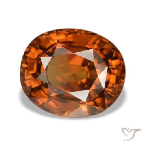 Zircone naturale arancione da 5,52 ct, taglio ovale, VVS