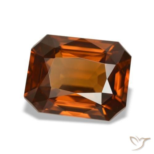 Zircone naturale arancione da 4,76 ct, taglio smeraldo, VVS-VS