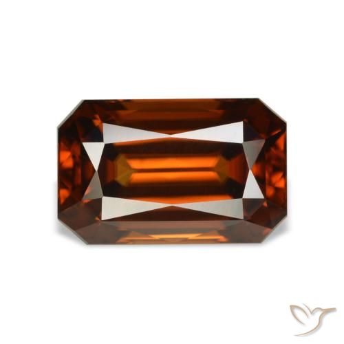 Zircone naturale arancione da 5,29 ct, taglio smeraldo, VVS