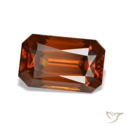 Zircone naturale arancione da 5,29 ct, taglio smeraldo, VVS