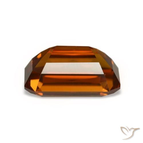 Zircone naturale arancione da 5,29 ct, taglio smeraldo, VVS