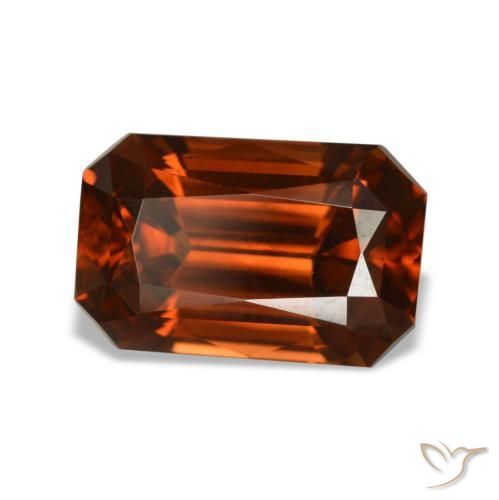 Zircone naturale arancione da 6,24 ct, taglio smeraldo, VVS