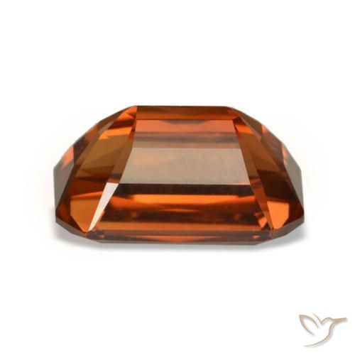 Zircone naturale arancione da 6,24 ct, taglio smeraldo, VVS