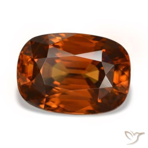 Zircone naturale arancione da 5,19 ct, taglio a cuscino, VVS