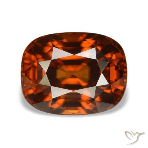 Zircone naturale arancione da 5,05 ct, taglio a cuscino, VVS