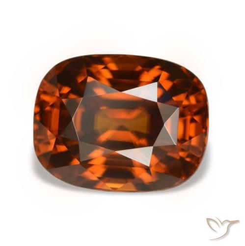 Zircone naturale arancione da 5,05 ct, taglio a cuscino, VVS
