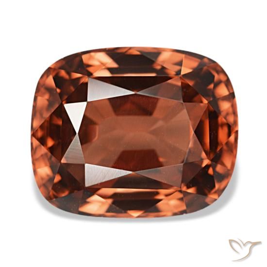 Zircone naturale rosso da 6,13 ct, taglio a cuscino, VVS