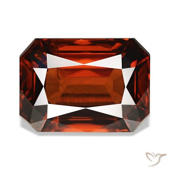 Zircone naturale rosso da 7,02 ct, taglio smeraldo, VVS-VS