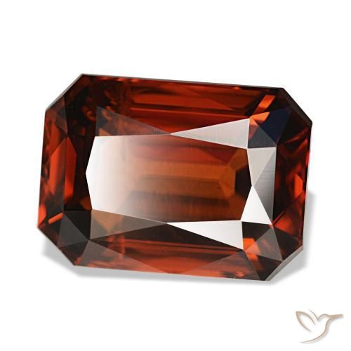 Zircone naturale rosso da 7,02 ct, taglio smeraldo, VVS-VS