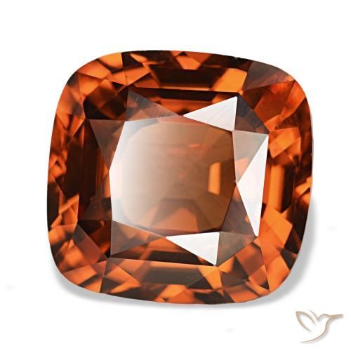 Zircone naturale rosso da 5,36 ct, taglio a cuscino, VVS