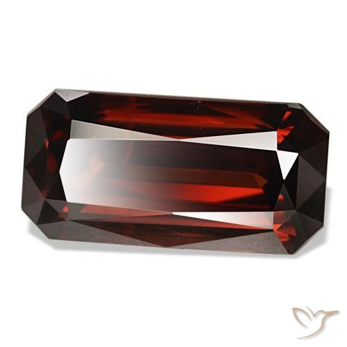 Zircone naturale rosso da 11,44 ct, taglio smeraldo, VVS-VS