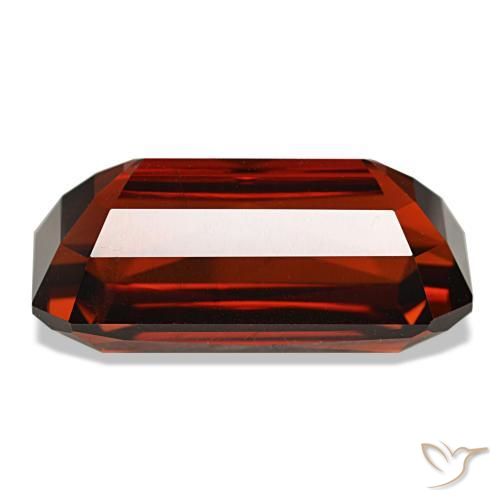 Zircone naturale rosso da 11,44 ct, taglio smeraldo, VVS-VS