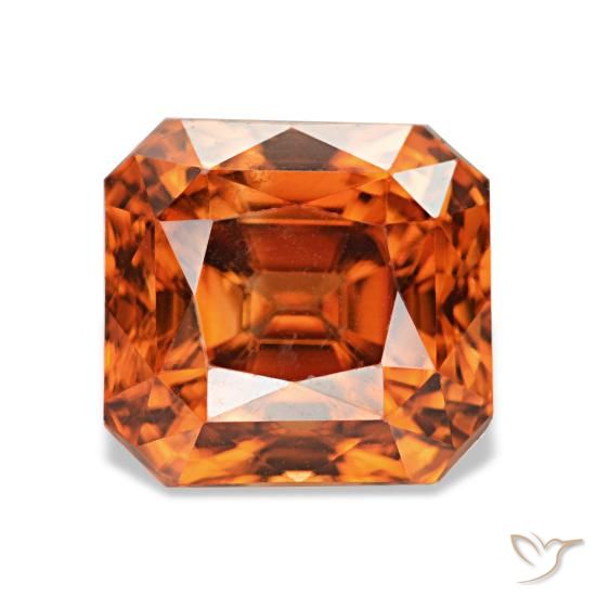 Zircone naturale rosso da 3,67 ct, taglio smeraldo, VVS-VS