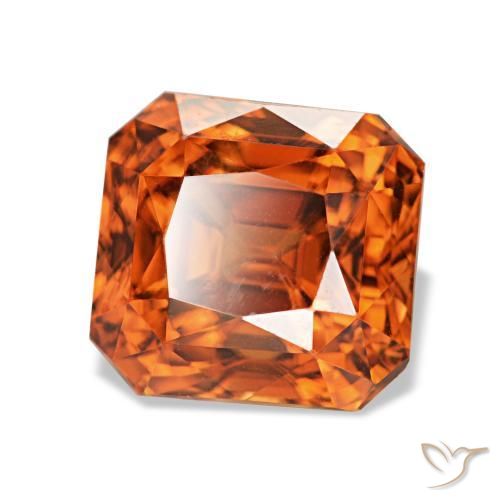 Zircone naturale rosso da 3,67 ct, taglio smeraldo, VVS-VS