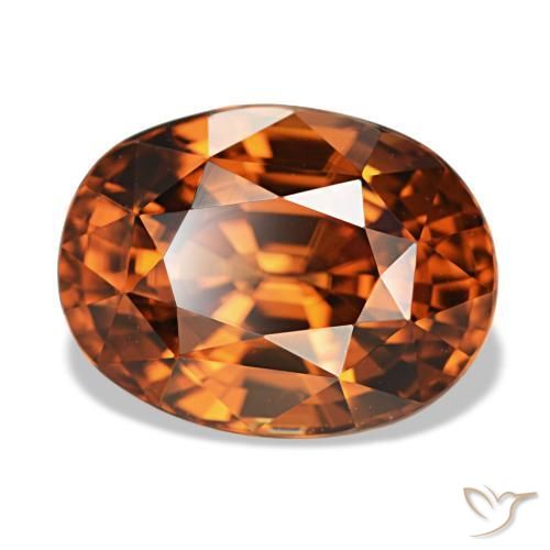 Zircone naturale arancione da 5,12 ct, taglio ovale, VVS
